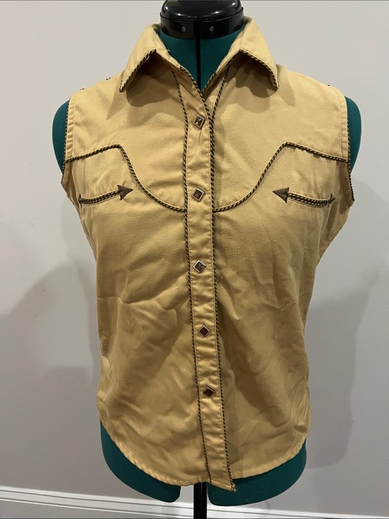Panhandle Slim Tops - Panhandle Slim Tan Vintage Western Sleeveless Button Shirt